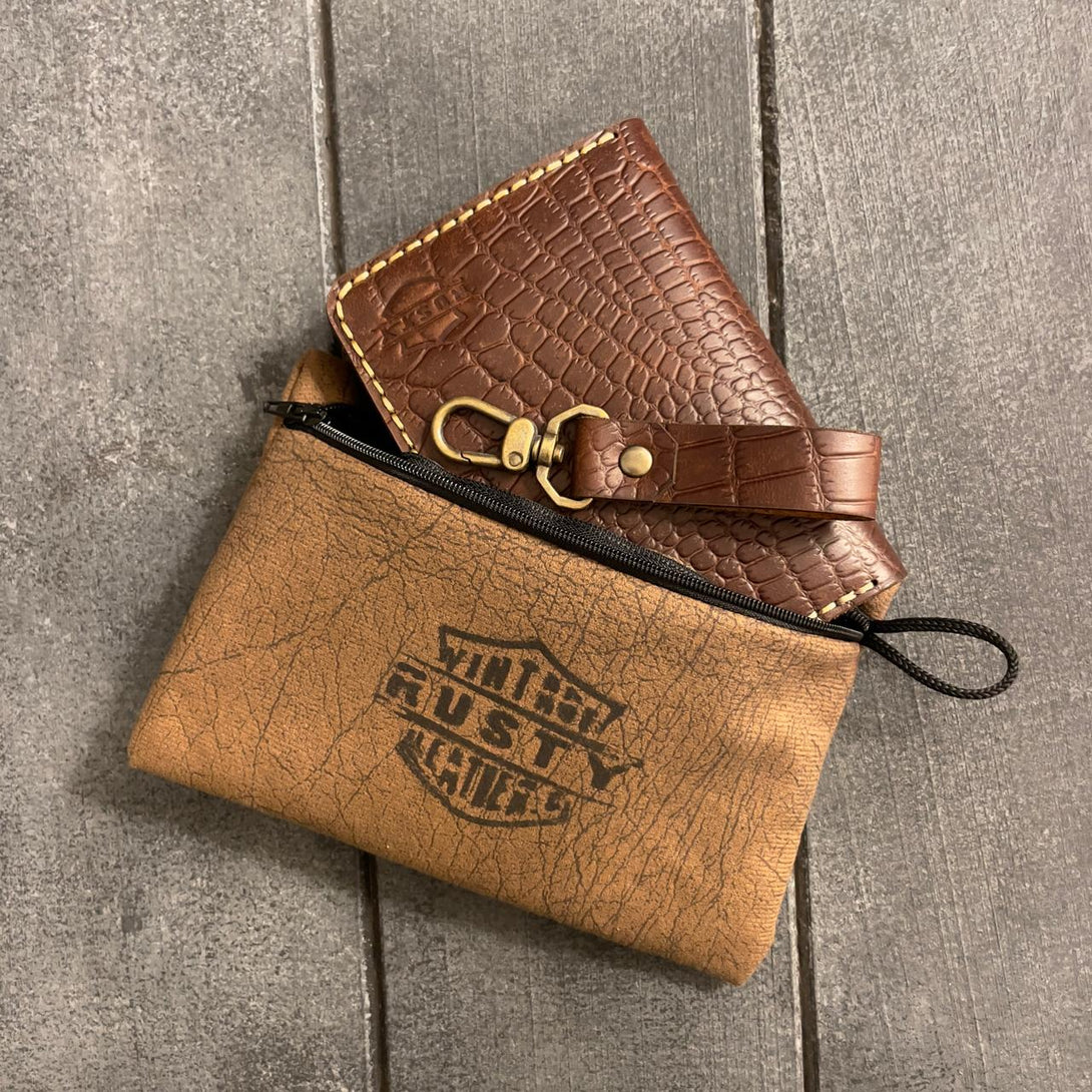 Crococow Croco passport holder + free medal “cow leather “ – Rusty leather c
