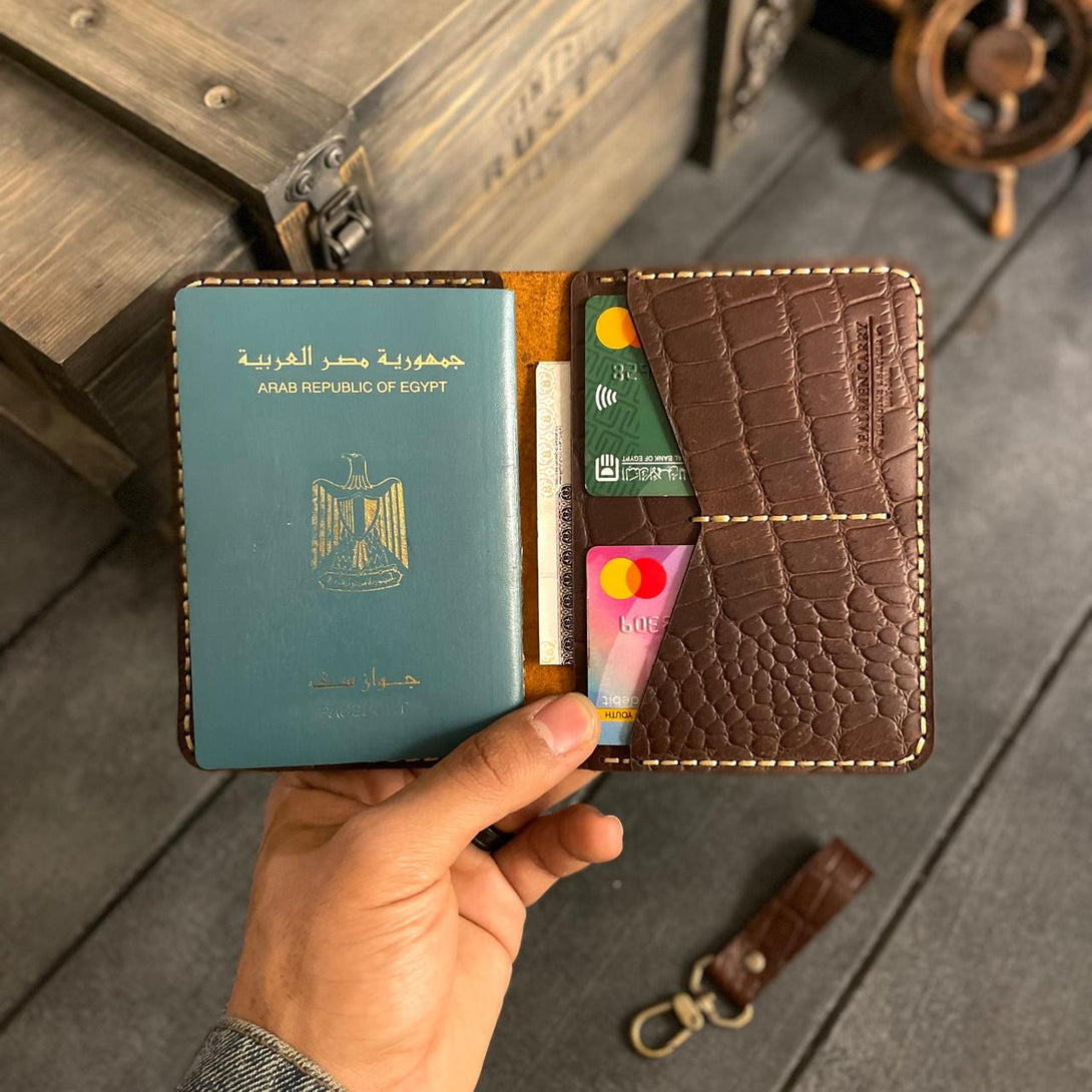 Crococow Croco passport holder + free medal “cow leather “ – Rusty leather c