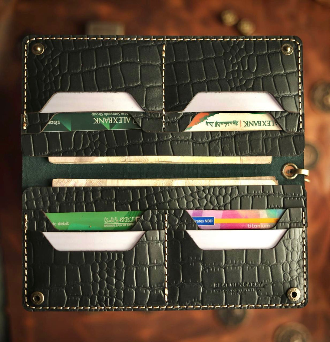 Crococow Croco Long wallet box + free medal “cow pull-up leather” – Rusty leather c